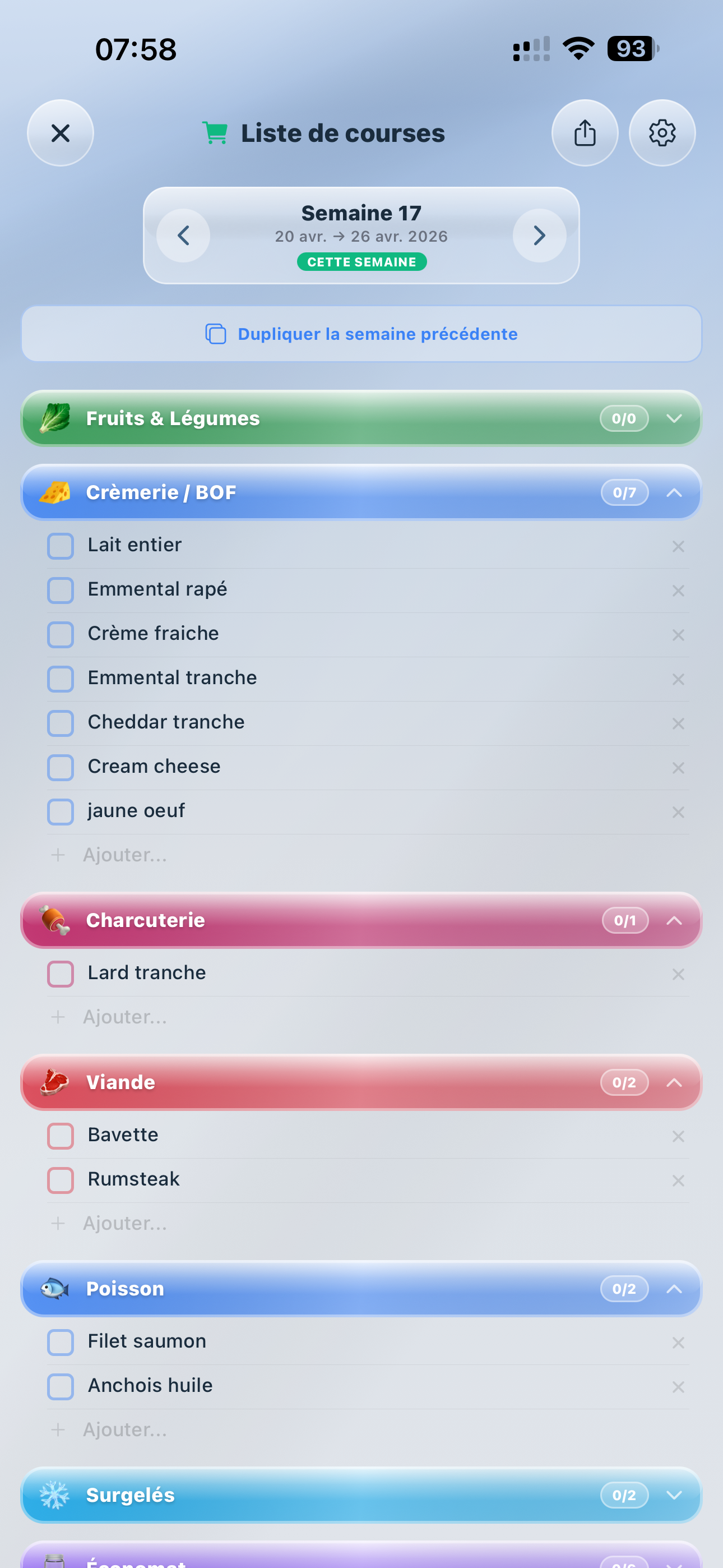 Liste de courses auto